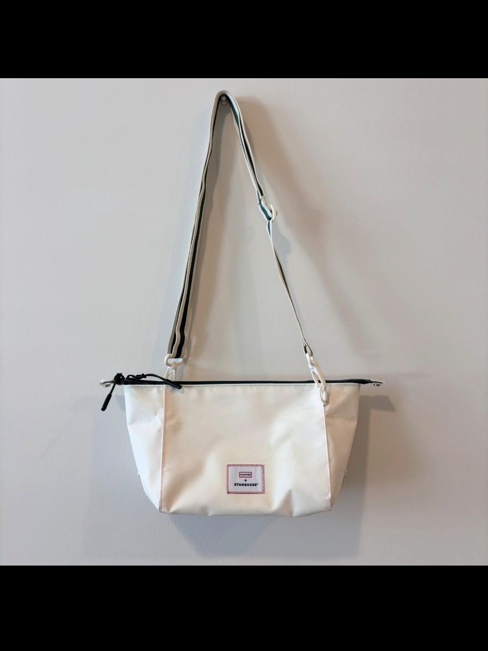 Starbucks Cream Crossbody Bag with Green Stripe Strap - Picture 4 of 7